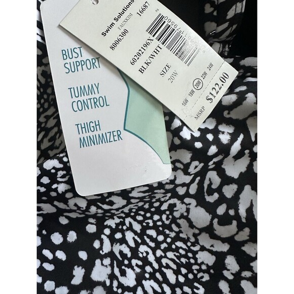 Swim Solutions Women's Plus Size Printed Flyaway Fauxkini One Piece Swimsuit 20W - Picture 11 of 11